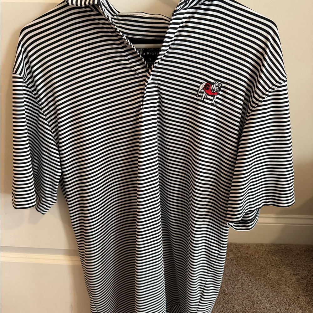 UGA Onward Reserve Men's Black and White Striped Polo Shirt